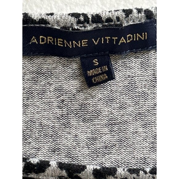 Adrienne Vittadini Black & White Animal Print Top 3/4 Sleeves Chest Cutout - Picture 4 of 8